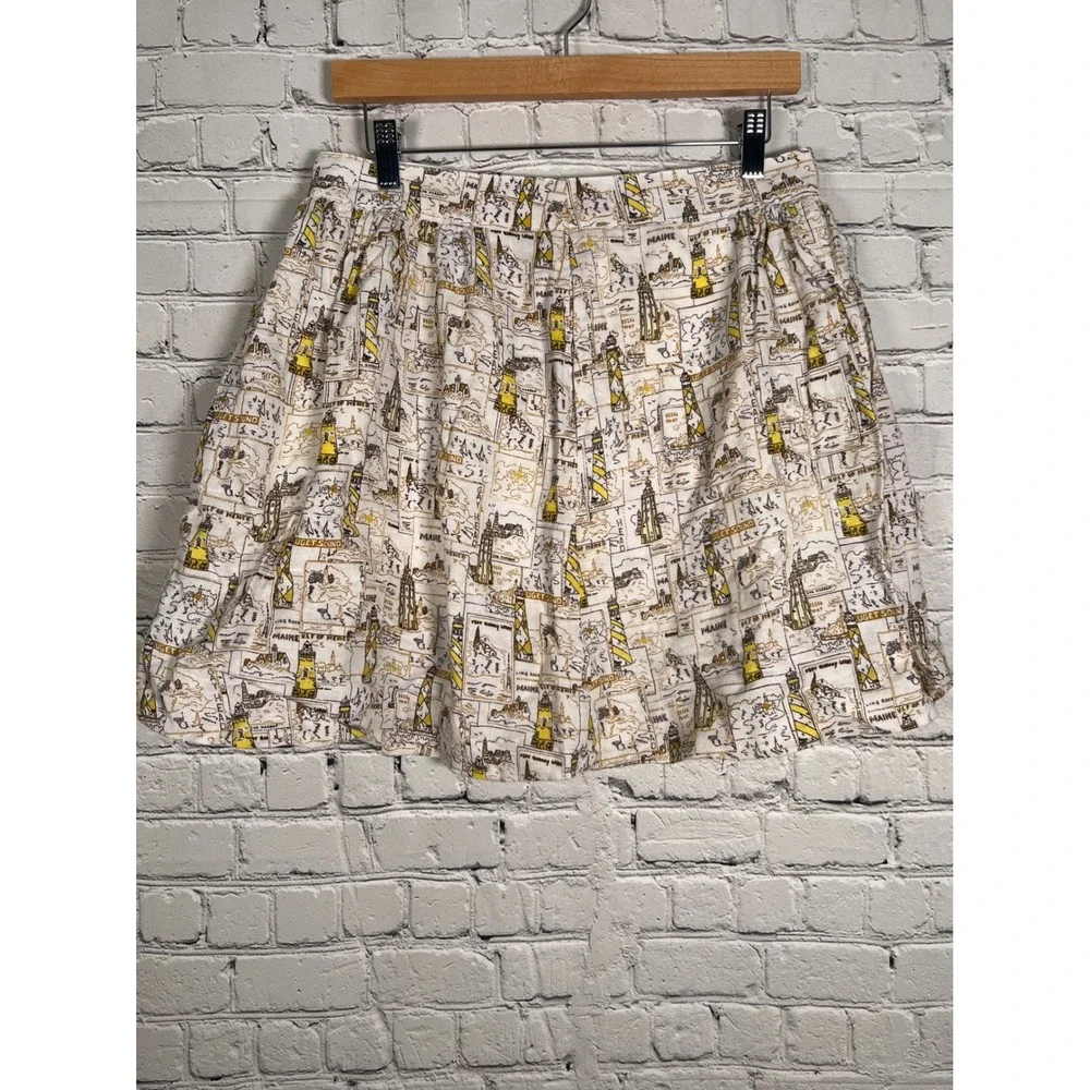 J. Crew Puget Sound Maine Lighthouse‎ Nautical Linen Y2K Skirt Size 4
